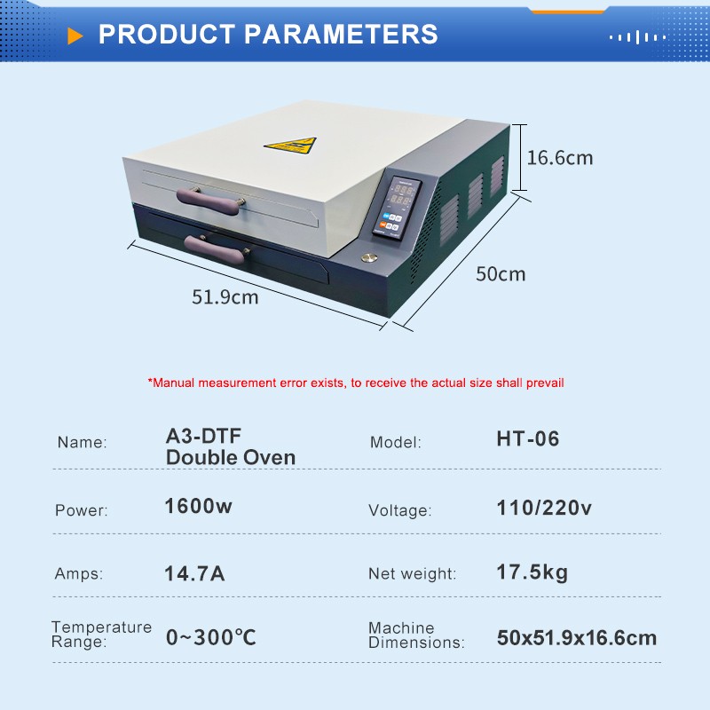 A3-DTF Double Layer Oven Double Baking Fast Drying & Heating Efficient Drying