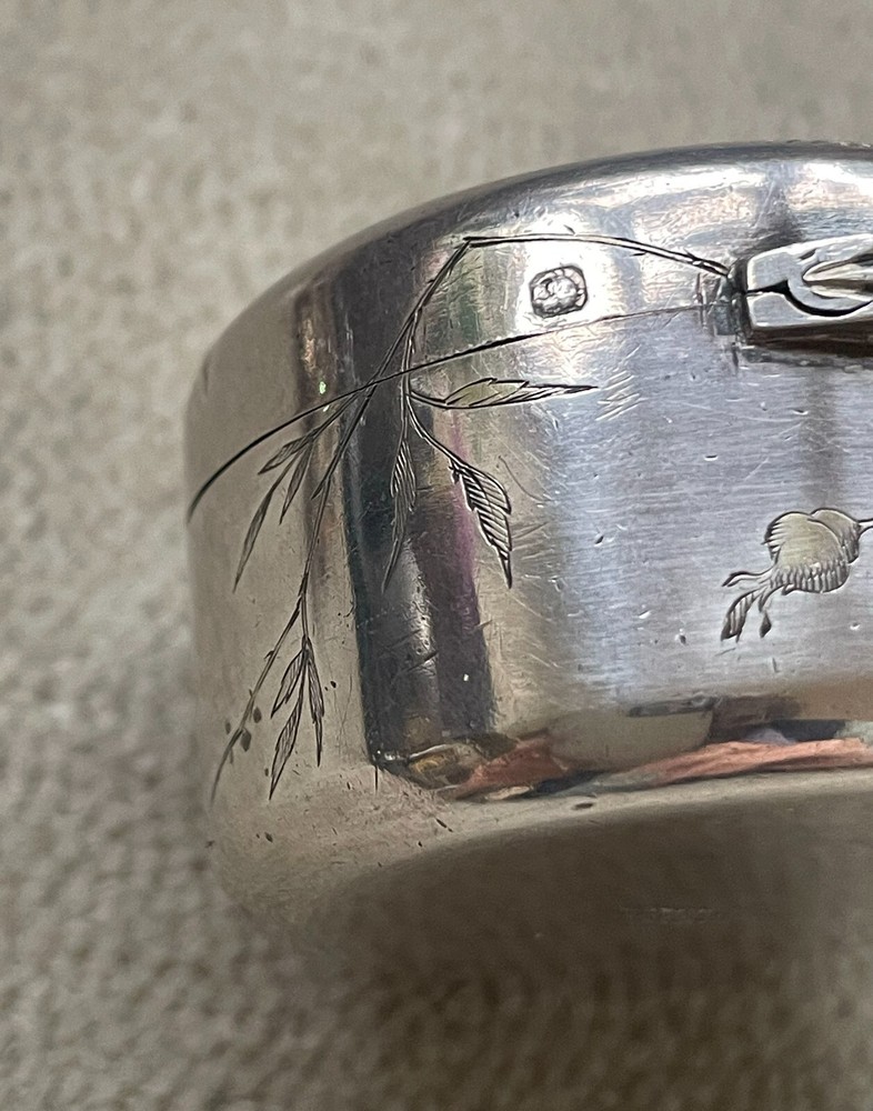 Antique Solid Silver French Compact with Gilt Interior REDUCED PRICE