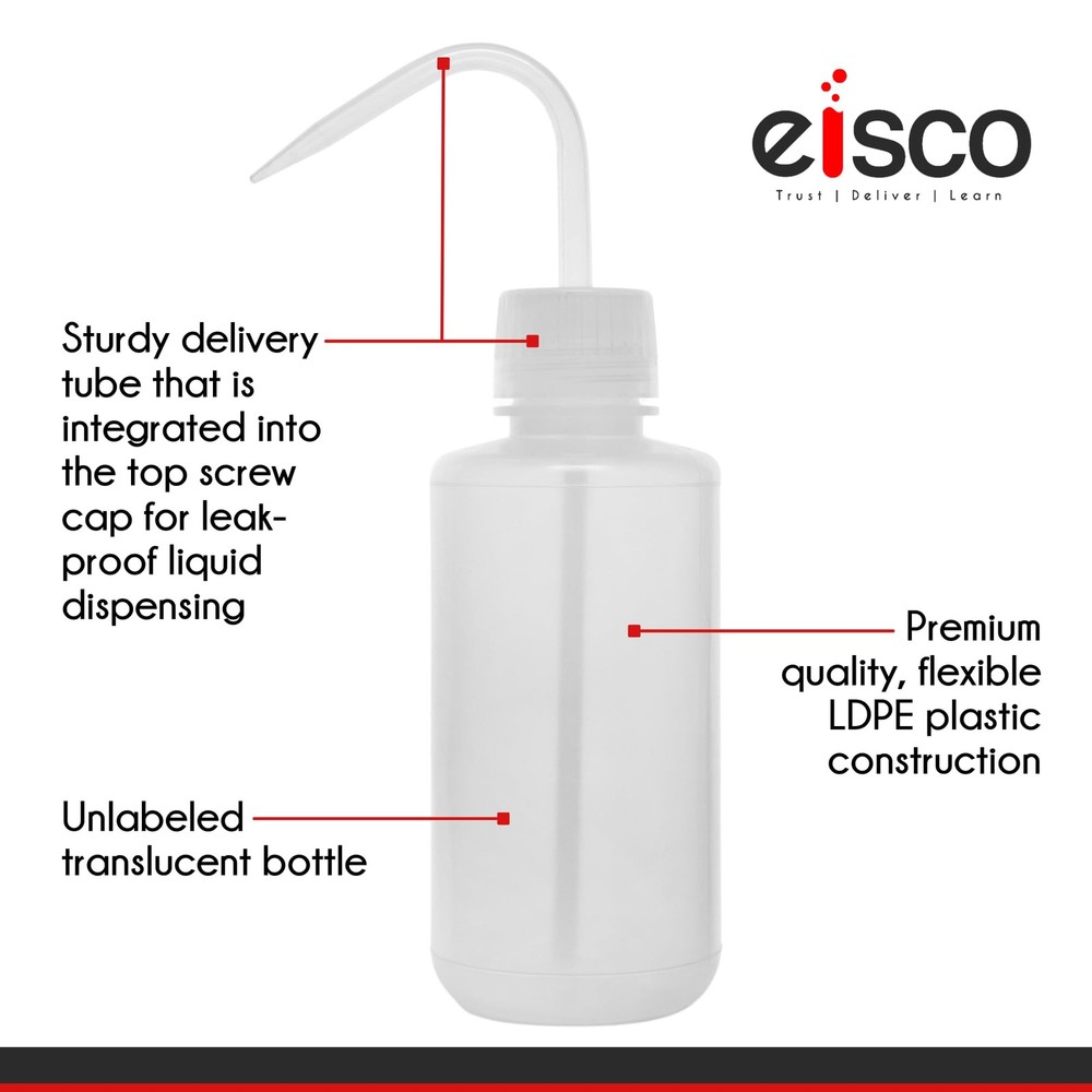 Wash Bottle, 500ml - Low Density Polyethylene - Translucent, Unbreakable - Sc...
