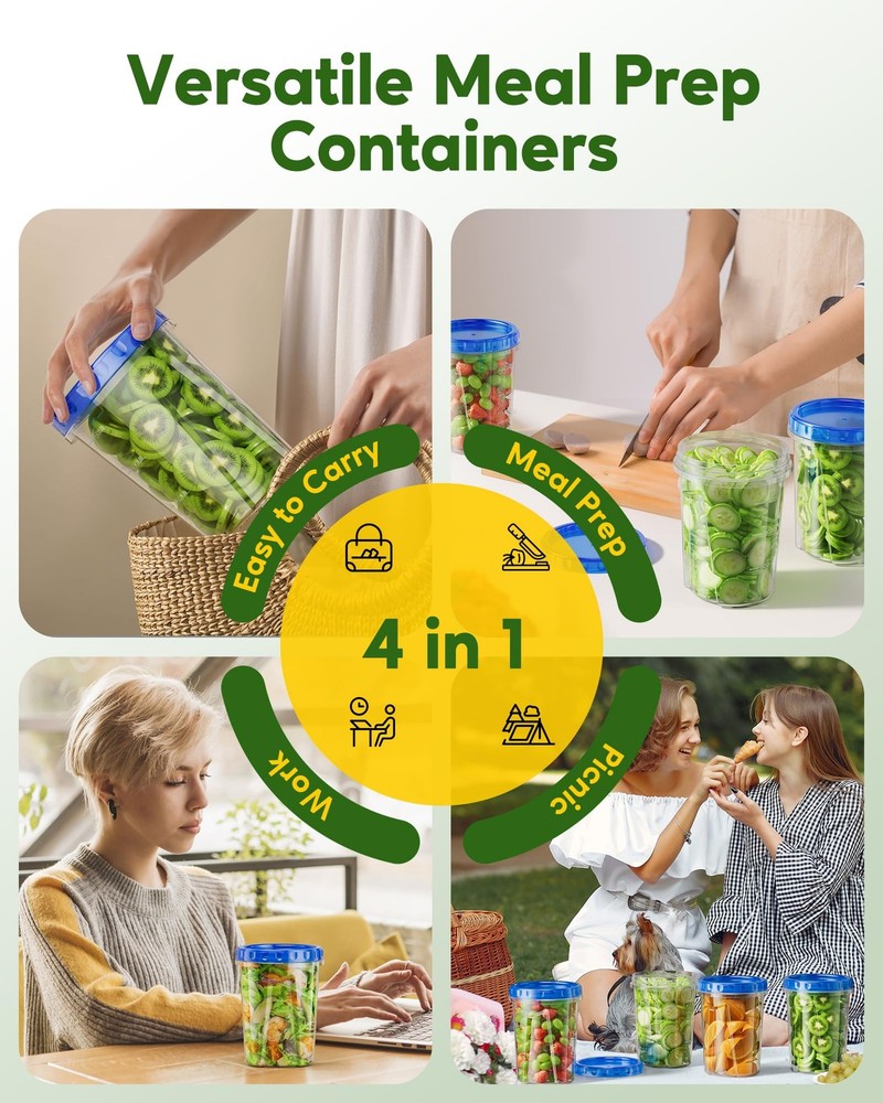 Canfanni 10 Pack-33oz Freezer Storage Containers Set, Plastic Large, 10Pack