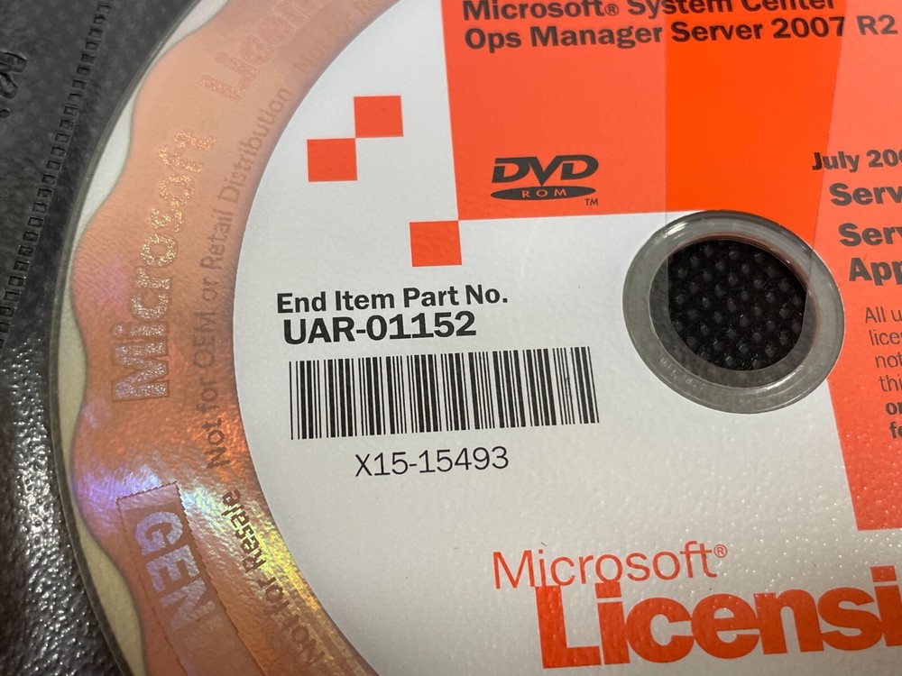 Microsoft System Center Ops Manager Server 2007 R2 Windows DVD PC Software