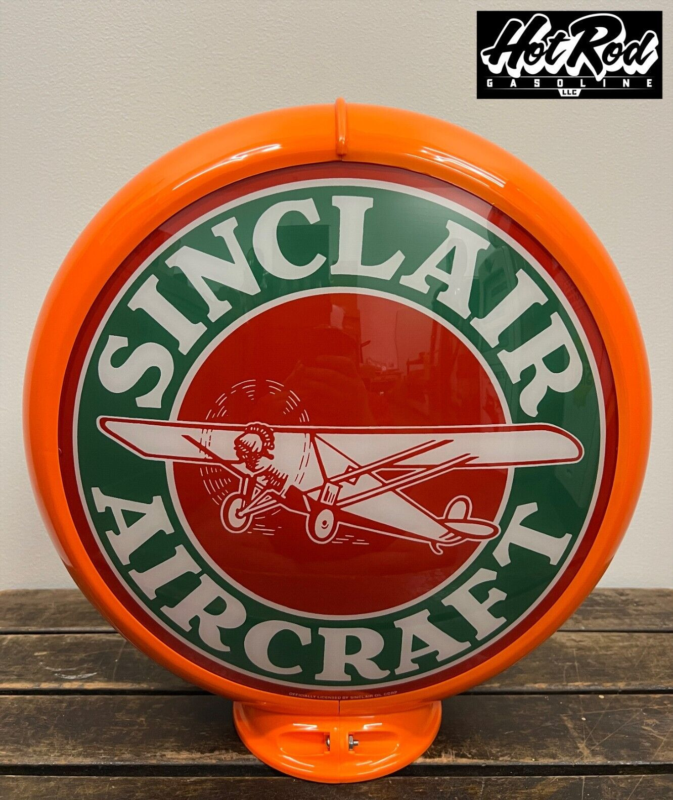 SINCLAIR AIRCRAFT Reproduction 13.5" Gas Pump Globe - (Orange Body)