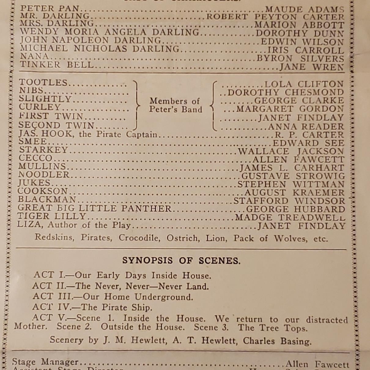 2247----1913 Hollis St Theatre Boston broadside/program - Maude Adams -Peter Pan