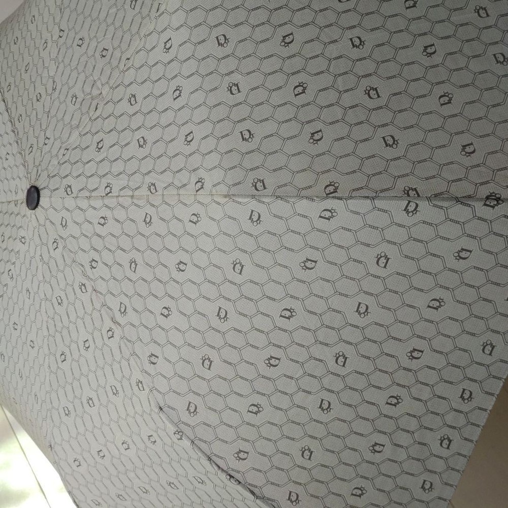 Dior Folding Umbrella Beige Compact Rain Shield Authentic Genuine Rare