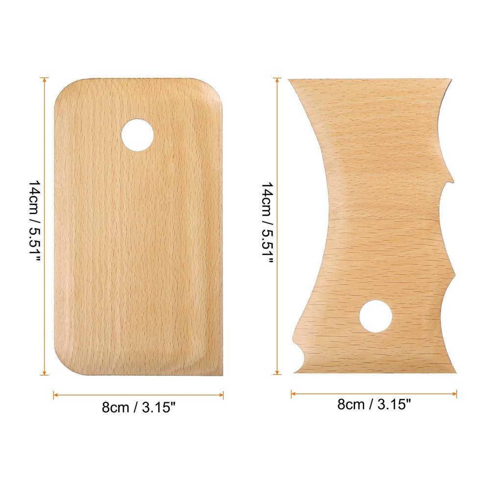 2pcs Pottery Ribs Trimming Tools Beech Pottery Profile Shaping Big Wave Design