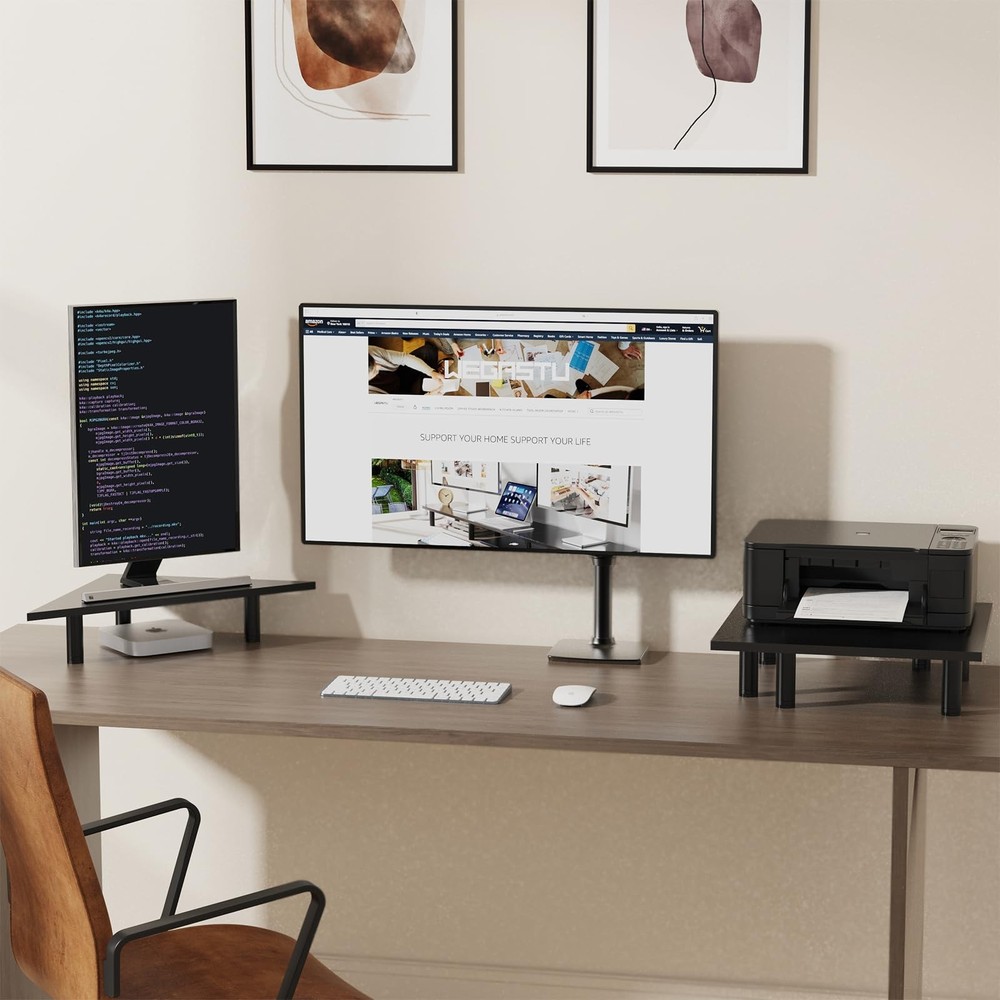 2 Pack White Corner Monitor Stand, Triangle/Square Adjustable Height Riser, 2...