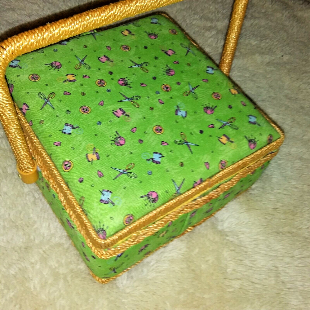 Green Sewing Storage Basket with handle