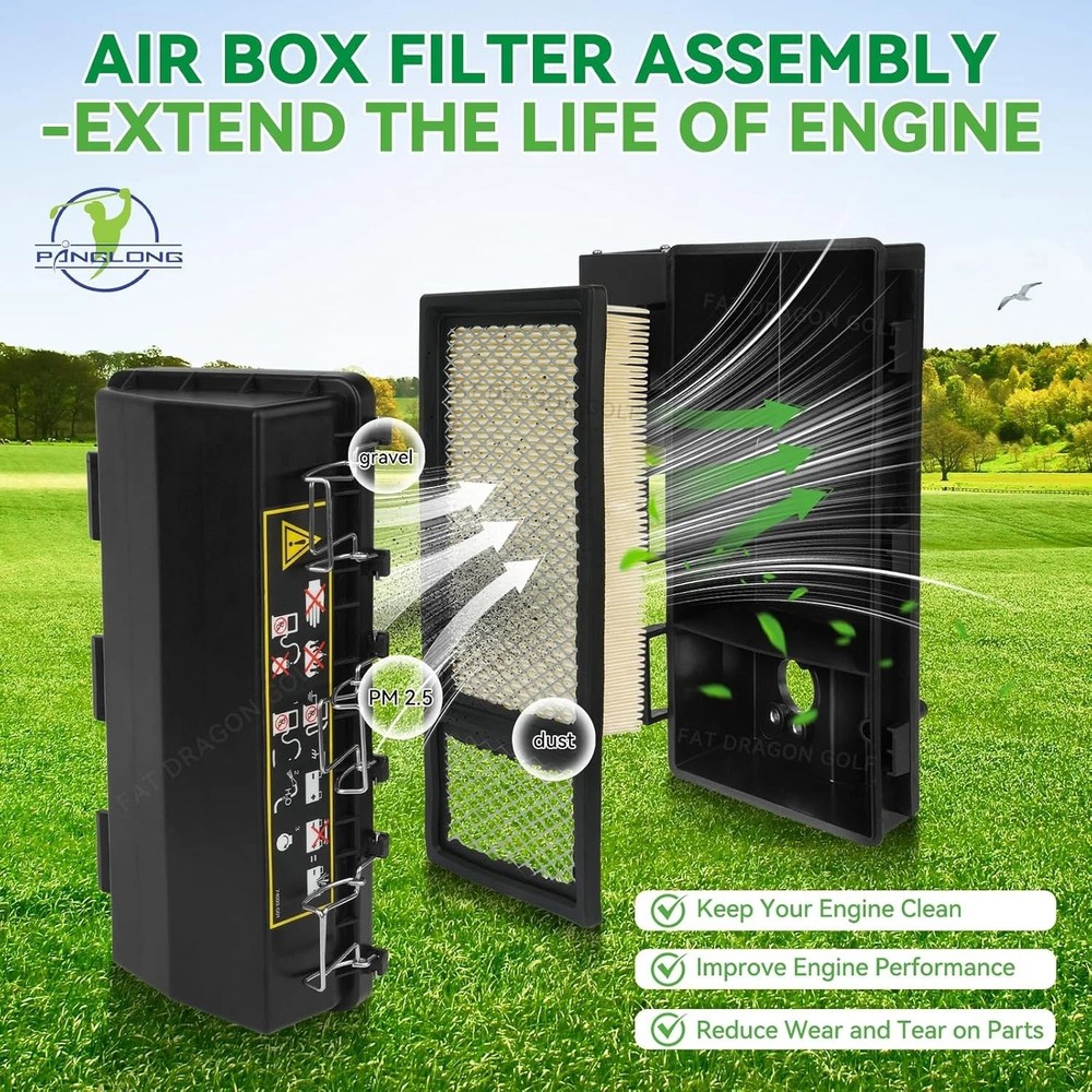 EZGO Air Box Filter Assembly, Include Air Filter Element, Filter Cover and Housi