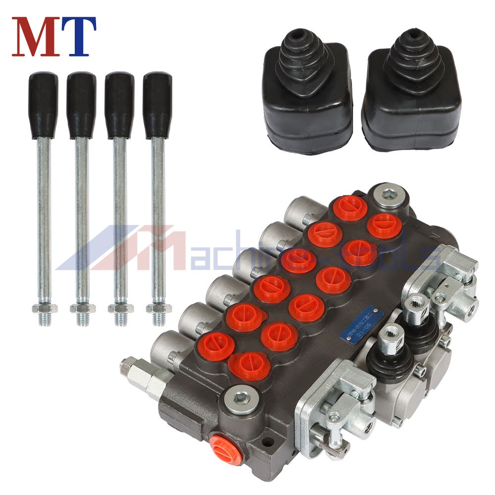 6 Spool Hydraulic Backhoe Directional Control Valve With 2 Joysticks 11GPM