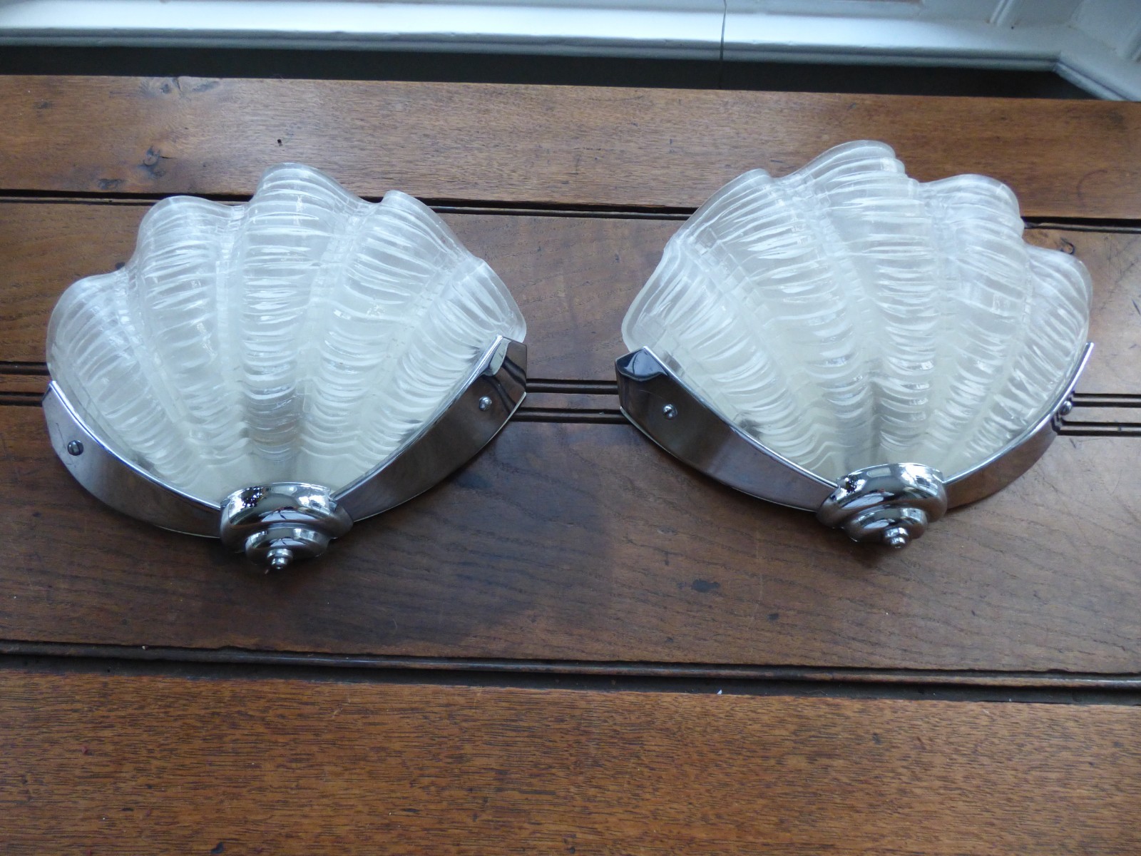 Art Deco Glass Clamshell Wall Lights