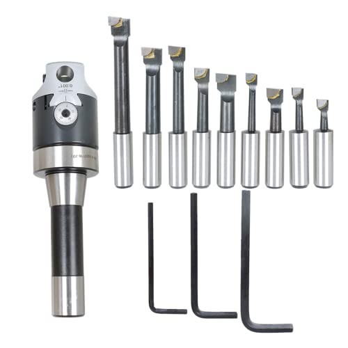 2" Boring Head Set R8 Shank + 9pcs 1/2" Boring Bars & 3 Hex Wrenches - Precision