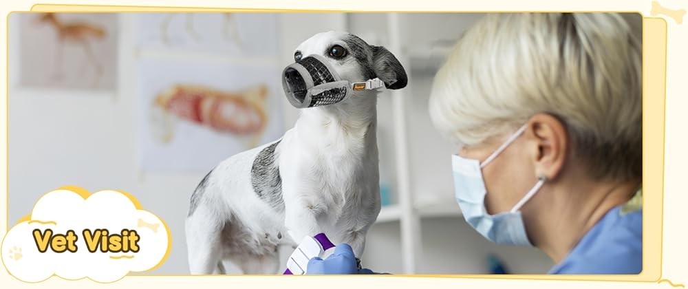 Dog Muzzle for Biting, Patented Soft Breathable Mesh Muzzle for