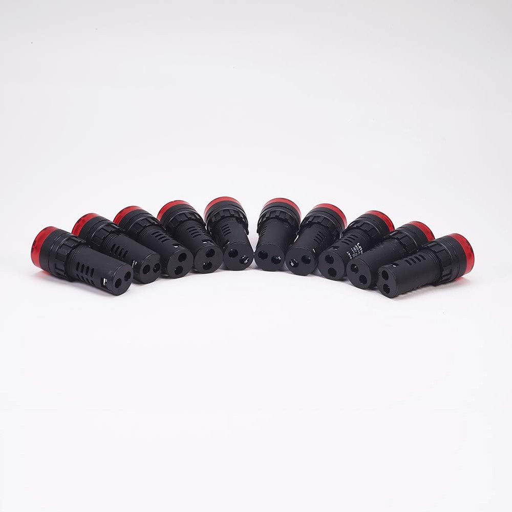 10Pcs Red Indicator Light with Buzzer AC/DC 24V, 22Mm Panel Mount Flashi