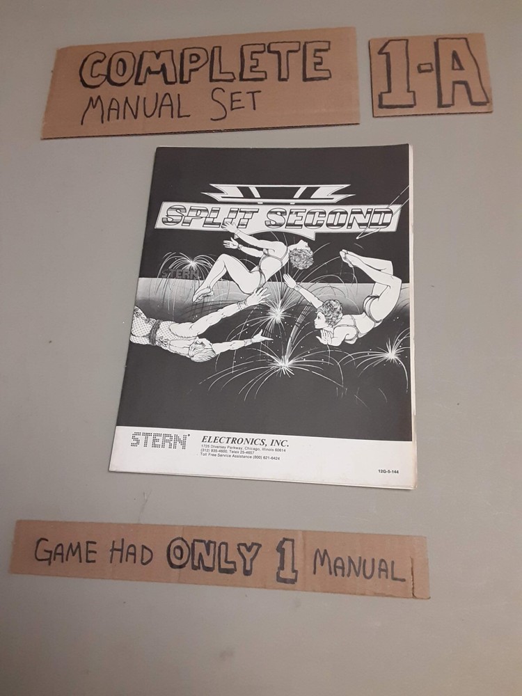 Original Arcade Manual: SPLIT SECOND - STERN - 1981 - Free Shipping!