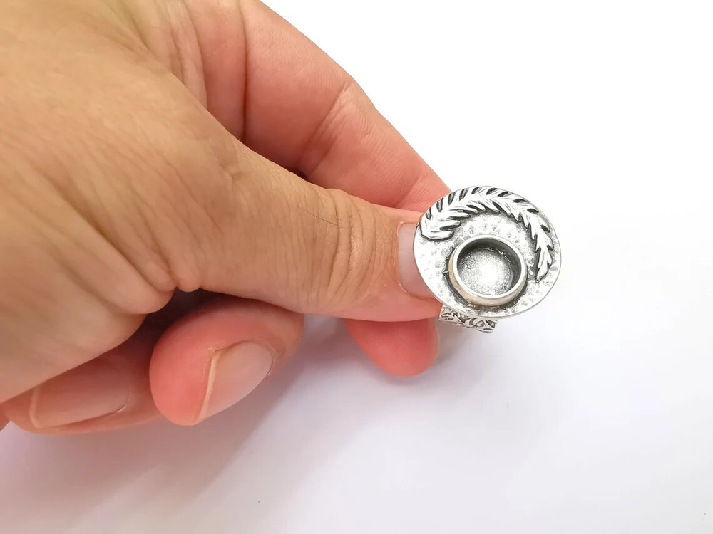 Fern Leaf Ring Blank Settings, Cabochon Mounting, Adjustable Resin Ring Base