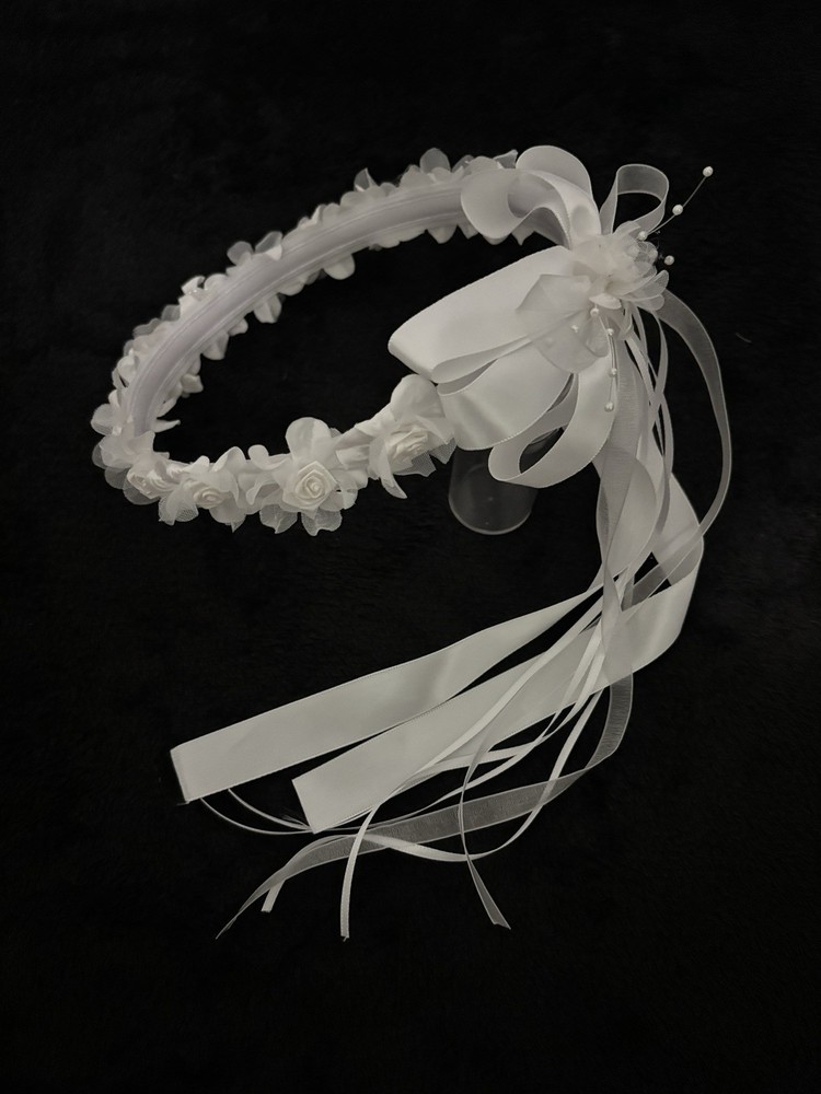 Beautiful White  First Communion Or Baptism Headpiece