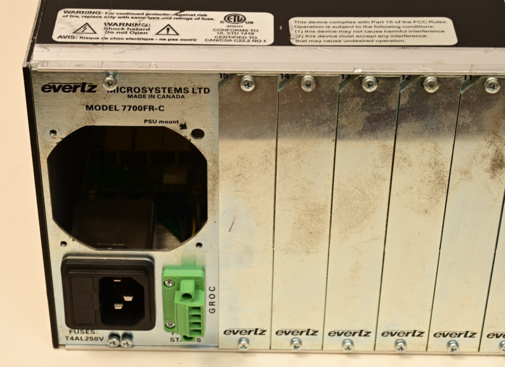 Evertz 7700 Multiframe Chassis Empty w/ Backplane Rack Mount 7700FR-C