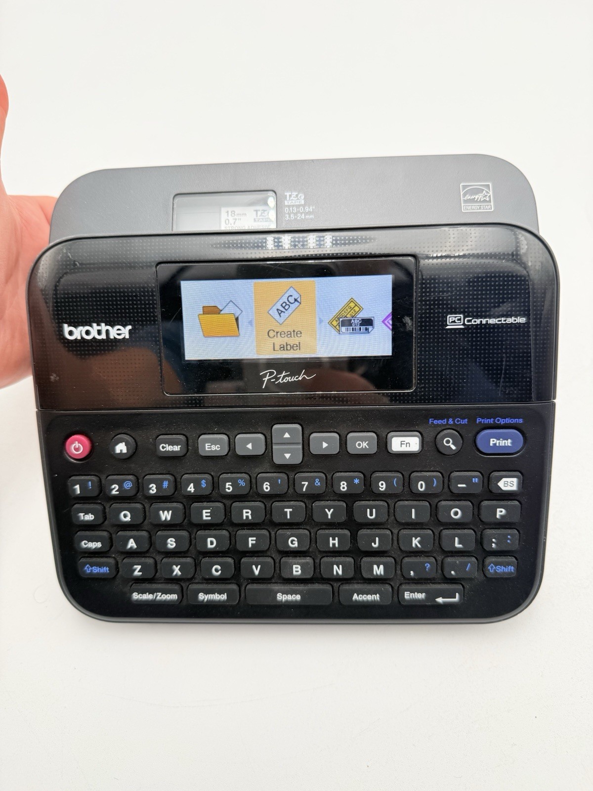 Brother PT-D600 Label Maker With Color Display No Power Cord & Battery Cover👀