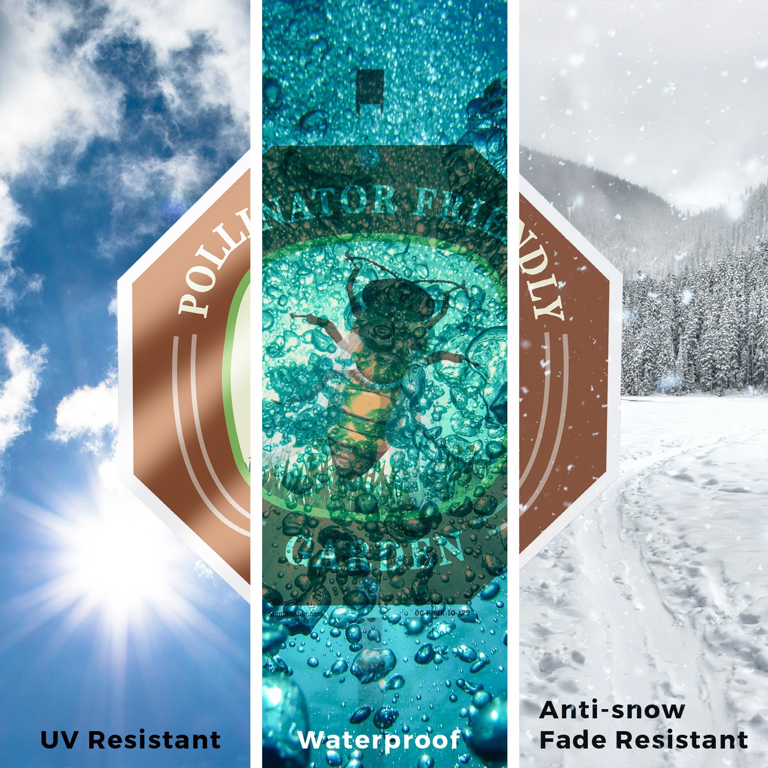 Pollinator Friendly Garden Octagon Sign With Stake Weather Resistant