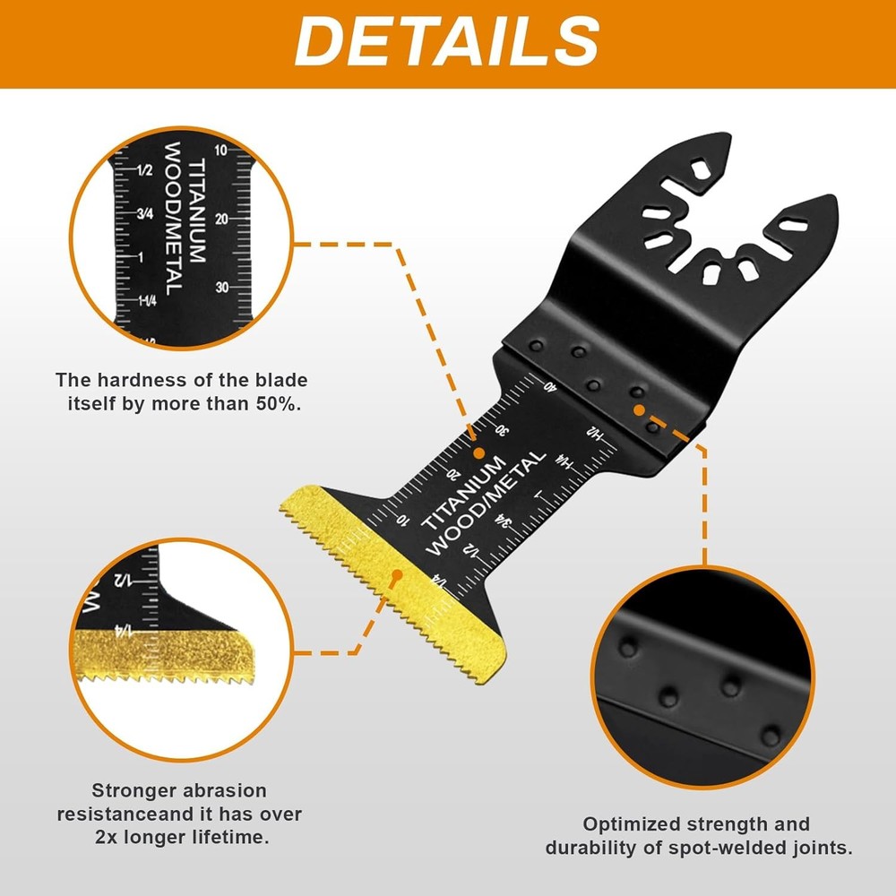 50 Pack Oscillating Tool Blade - Universal Titanium Multitool Blades, Black