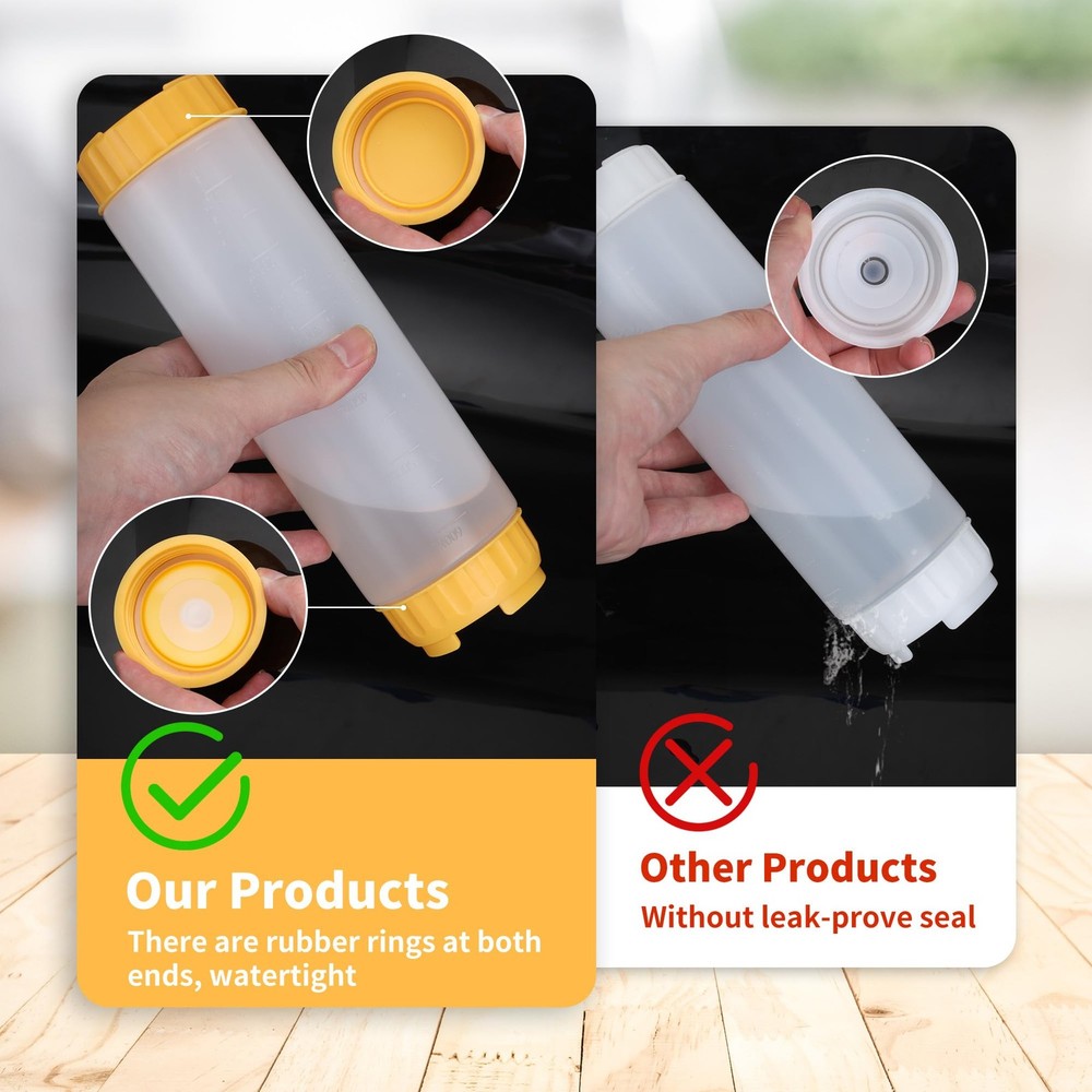 6pcs Inverted Condiment Squeeze Bottles, Leak-proof Refillable Squeeze Bottle...