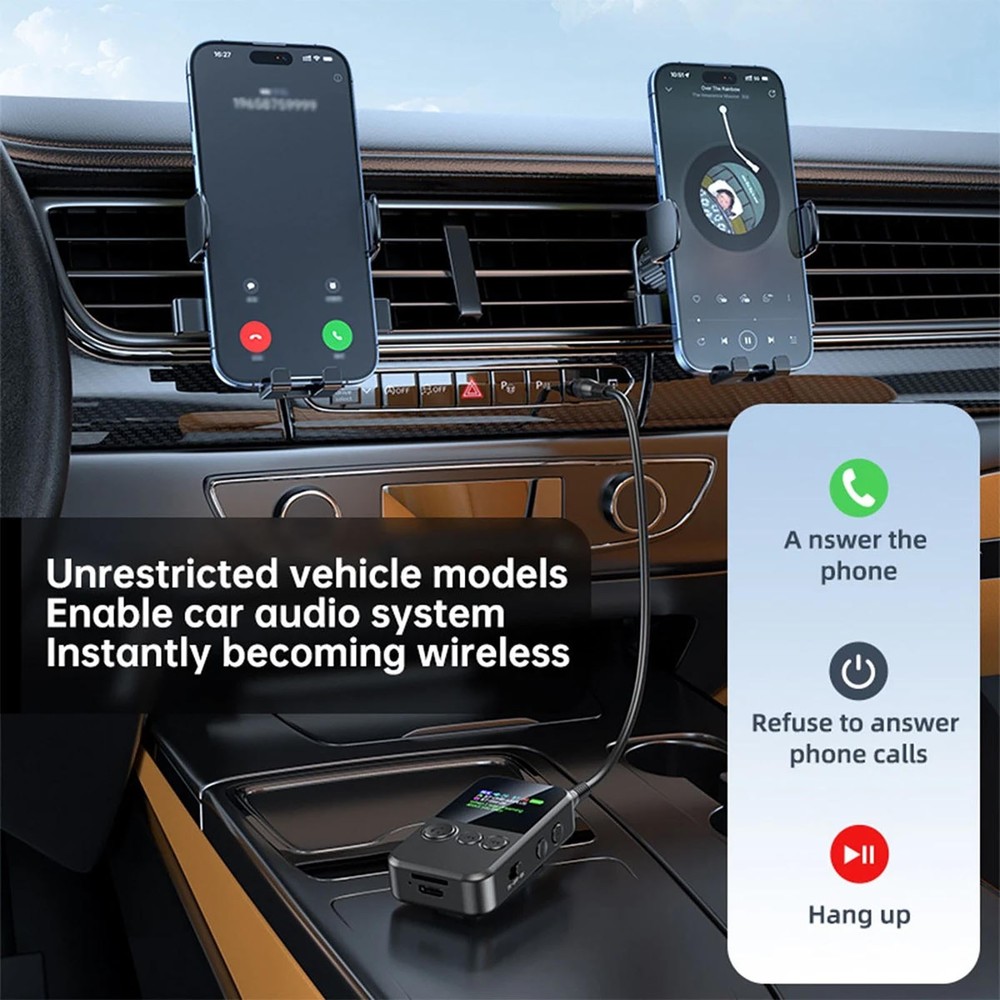 Bluetooth Car Kit Adapter Device with TF Card Slot and Multiple Format Support