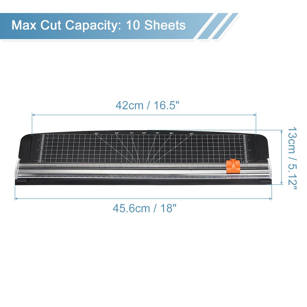 Paper Cutter A3 Stack Portable Paper Trimmer 18" Length 10 Sheets Capacity