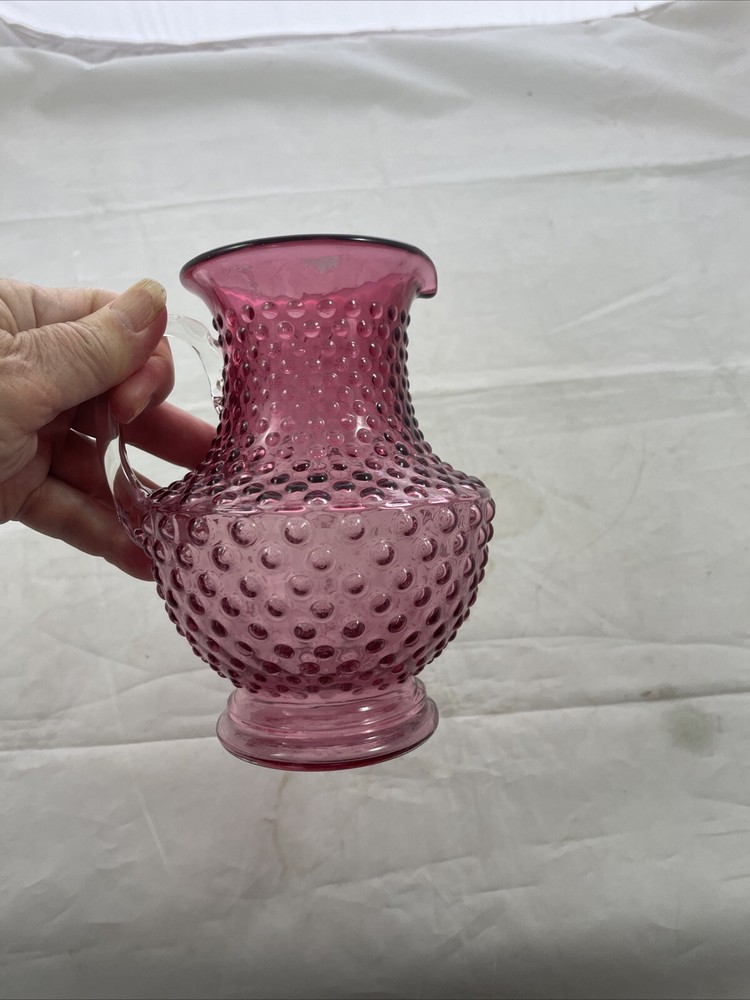 CRANBERRY HOBNAIL FOOTED SMALL PITCHER / JUG
