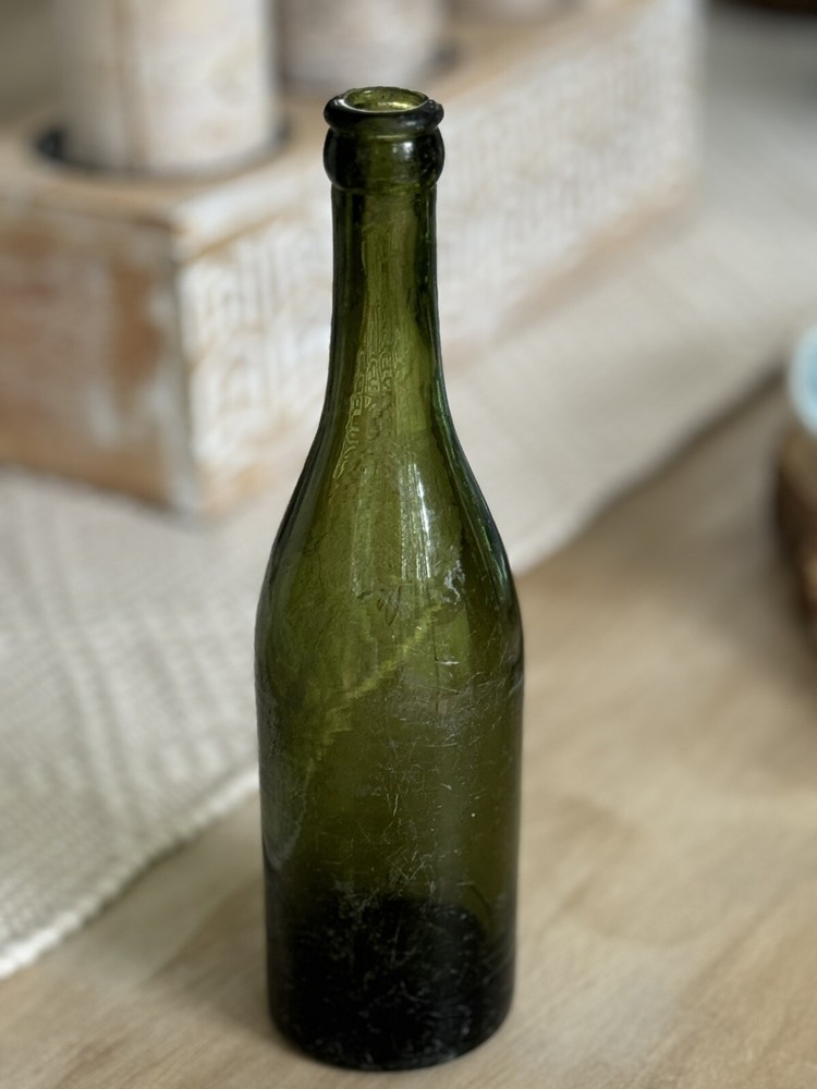 1860-1880 Days Olive Green Handblown Bottle
