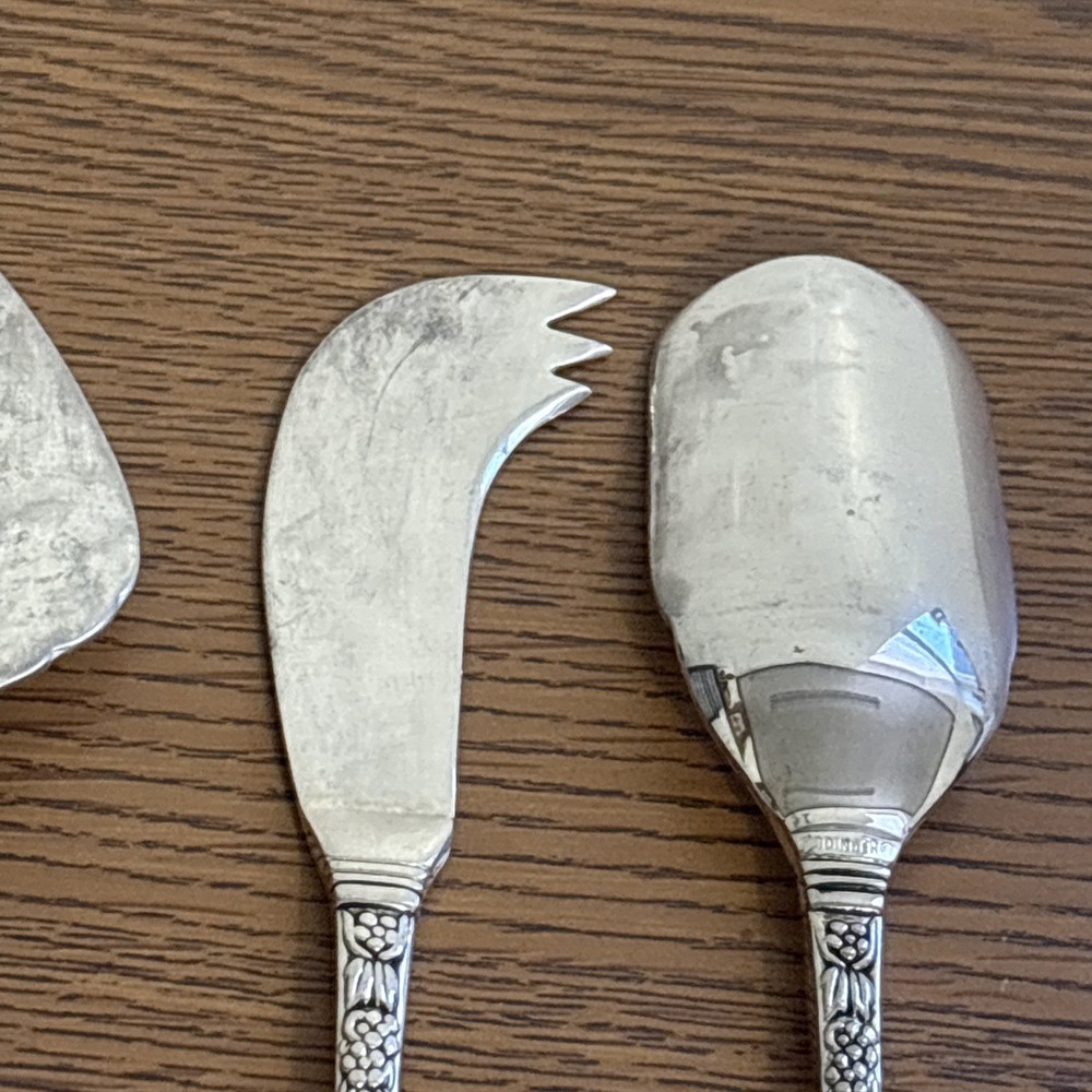 Vintage Olde Bouquet Cheese Set Scoop Knife & Server Silver Plated By Godinger