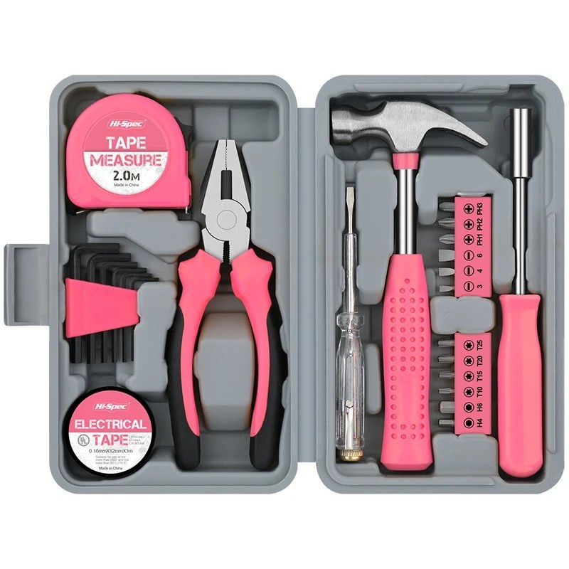 Pink 13-Piece Mini Tool Set – DIY Hardware Kit with Hammer, Screwdrivers & Plier