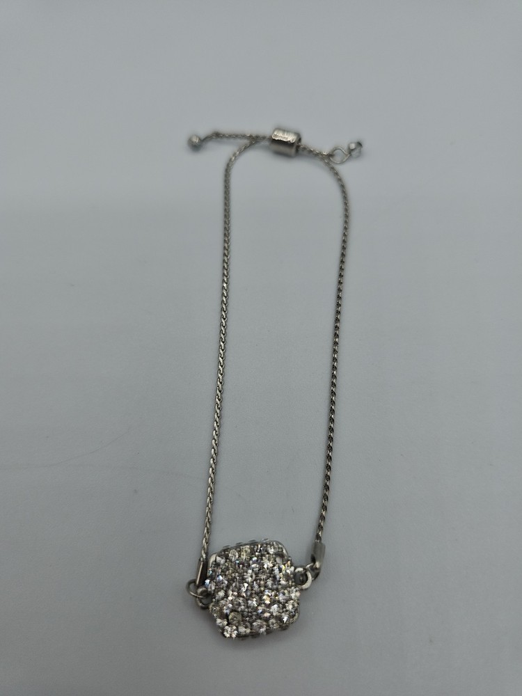 silver-toned bracelet, pave crystal Pendant Adjustable