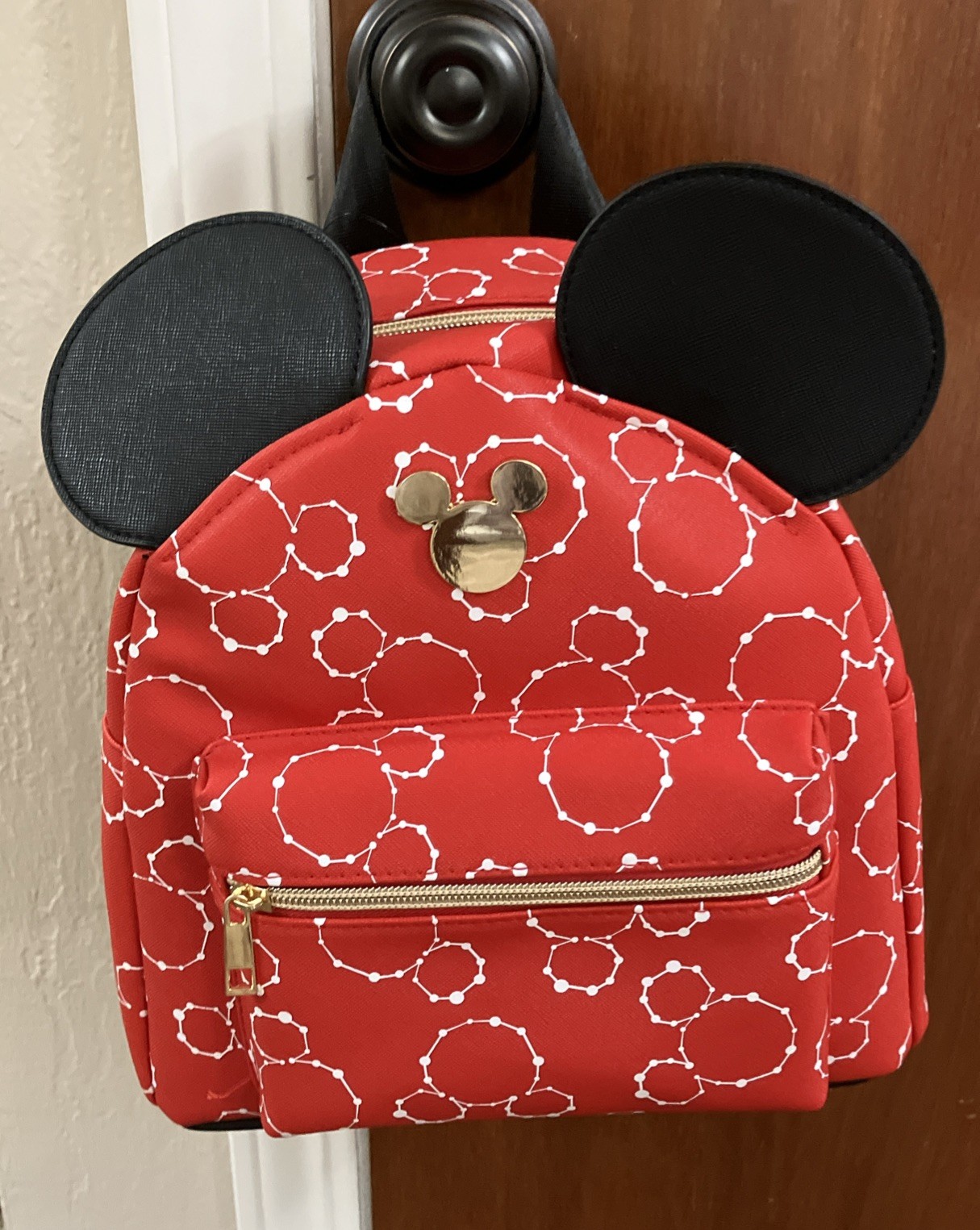 Disney's Mickey Mouse All Over Print Red & White with 3D Ears Mini Backpack-NWT