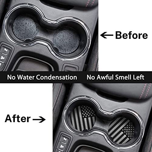 2 Pack Absorbent Car Cup Holder Coasters Ceramic Stone w/ Non Scratch Cork Base