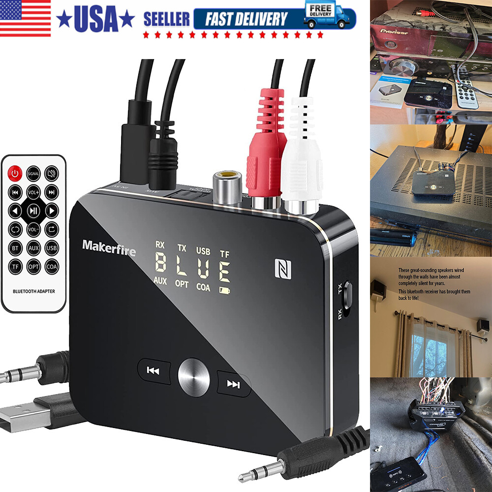 NFC Wireless Bluetooth 5.0 Audio Transmitter Receiver HiFi Music Adapter AUX RCA