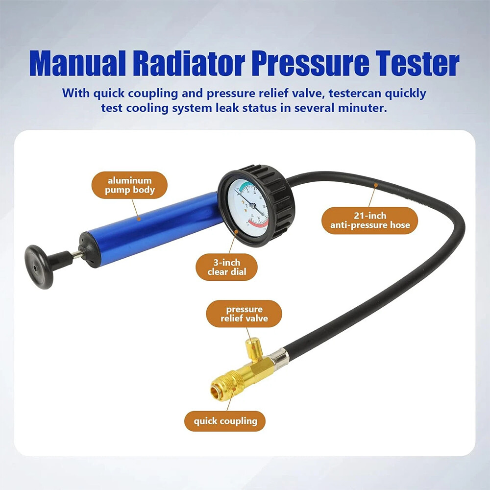 18pcs Universal Radiator Pressure Tester Kit Coolant Vacuum Type Cooling System