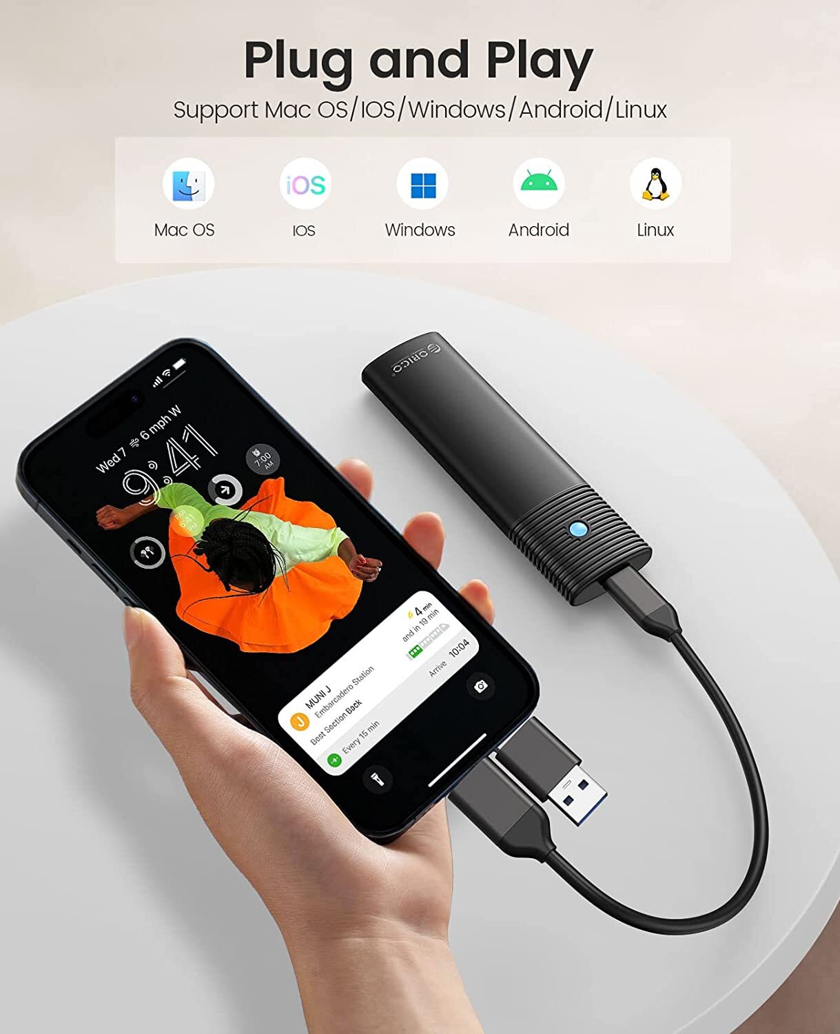 ORICO M.2 NVME SSD Enclosure USB C Adapter 10Gbps SSD Case 4TB Thunderbolt 3