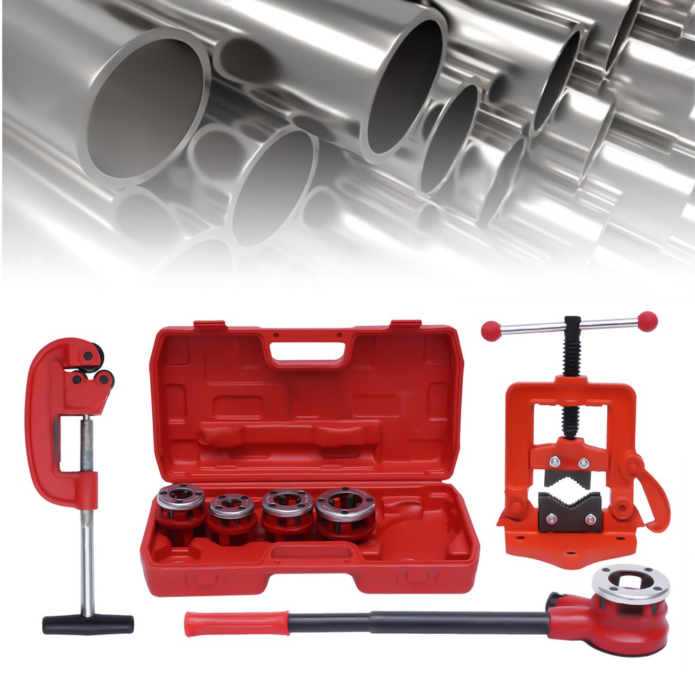 Pipe Threader Ratchet Type +5 Dies Set 1/2" UP TO 2" Pipe Cutter Threading Tool