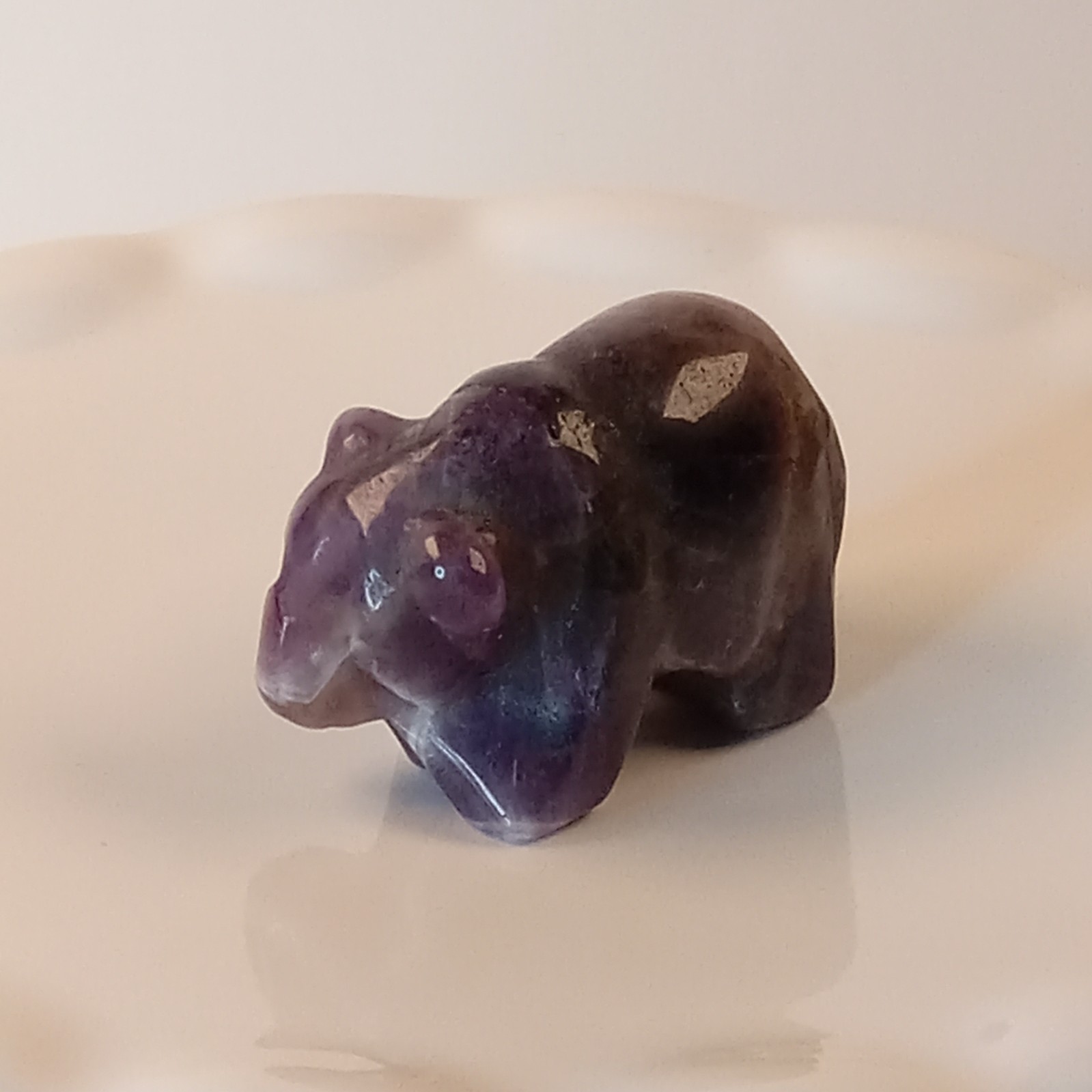 Dream Amethyst Crystal Bear Carving Purple Stone Animal 24g | E59