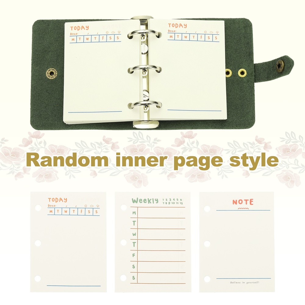 A9 Leather Journal, 2Pcs 3 Ring Notebook Binder Planner Loose Leaf, Green