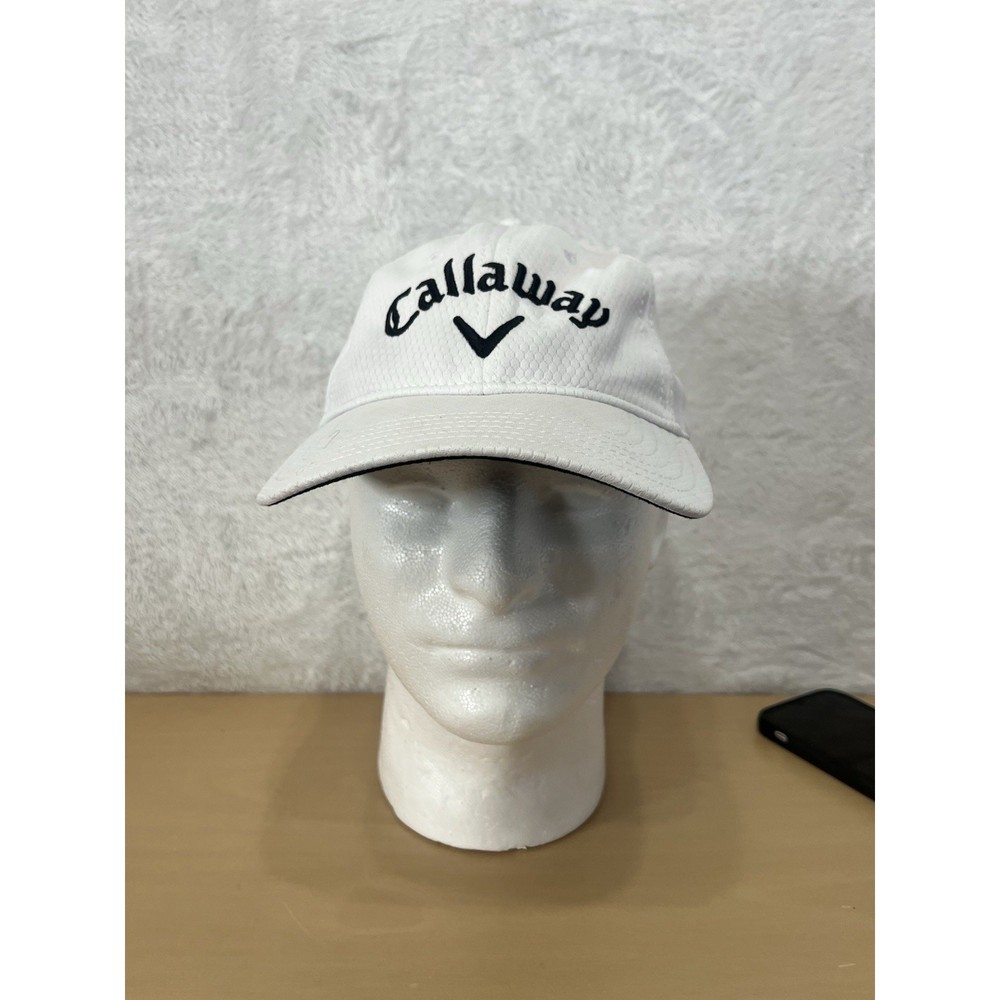 Callaway White Performance Golf Hat Adjustable Mesh Cap Black Logo