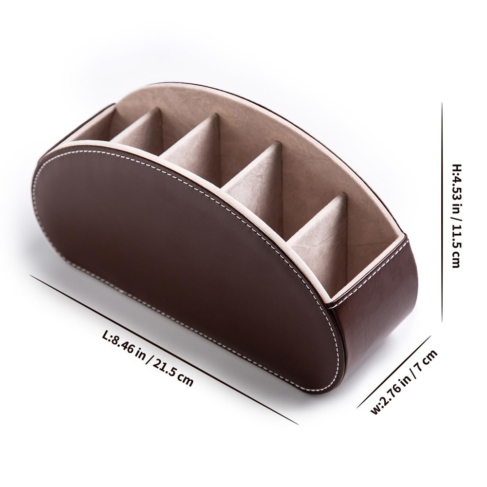 Remote Control Holders Organizer Box with 5 Compartment PU Leather Multi-func...