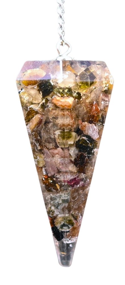 Multi Tourmaline Orgone Crystal Pendulums