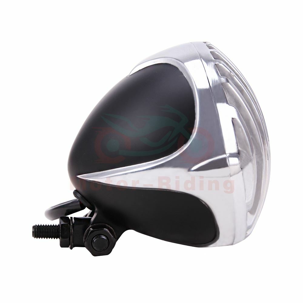 Black Chrome Headlight Finned Prison Grill For Harley Cruiser Chopper Bobber US