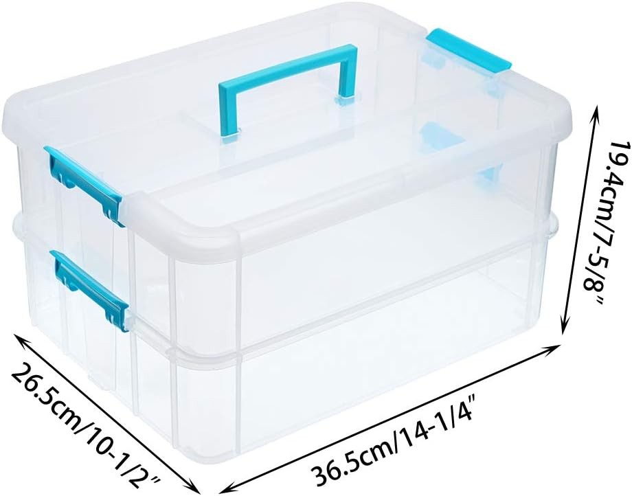 2 Layer Stack & Carry Box Plastic Multipurpose Portable Storage Container Box