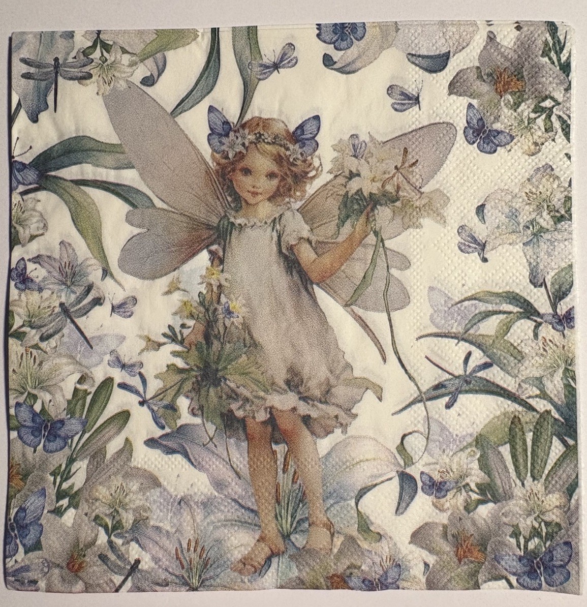 2-Floral Fairy With Flowers Luncheon Size Paper Napkins For Crafts/Decoupage