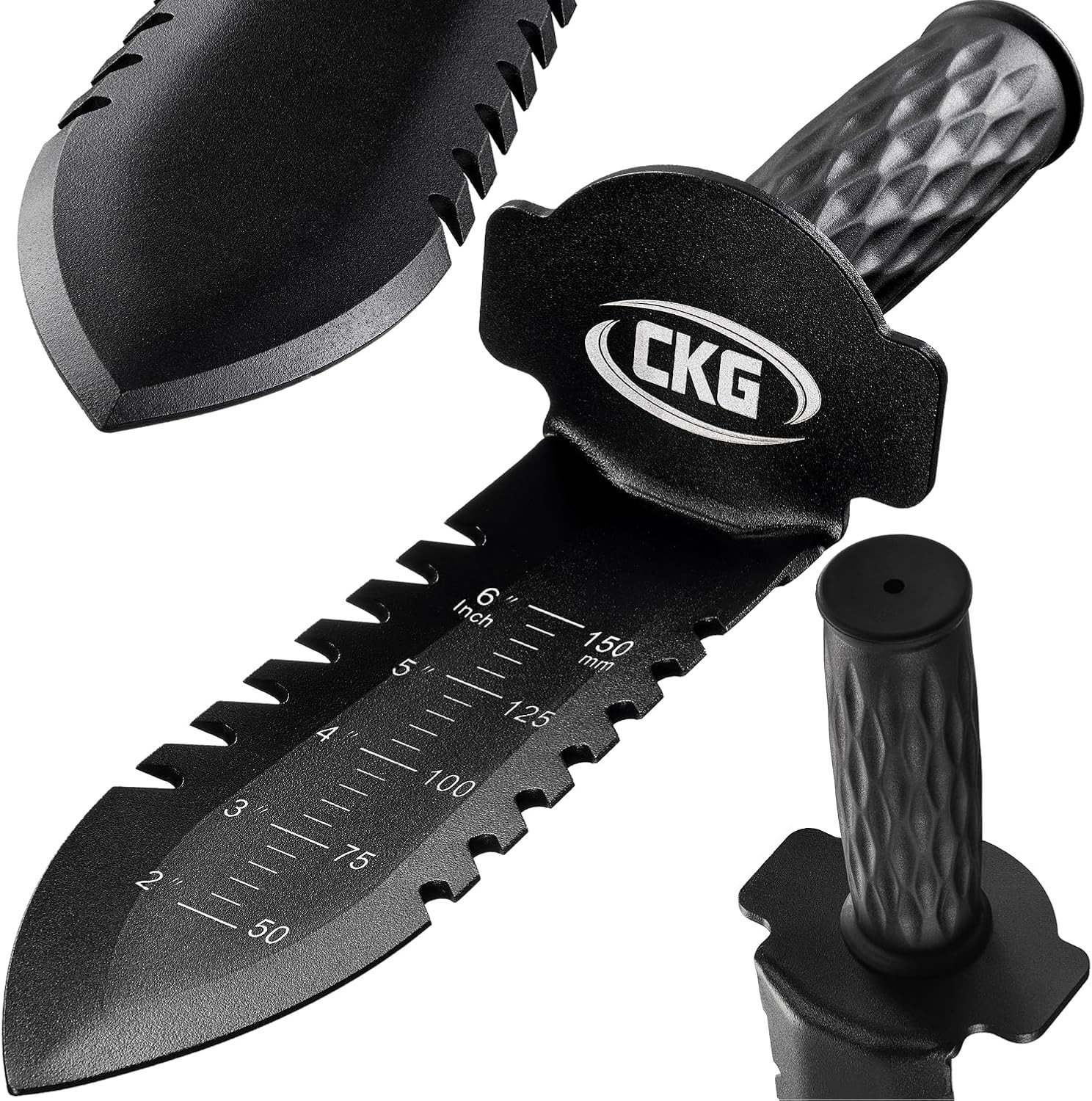 CKG Metal Detecting Shovel for Digging Heavy Duty Double Digging Tool, Black