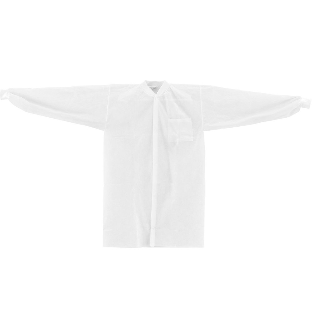 Disposable Polypropylene Lab Coat Knit Wrist Collar Snap Closure XL 25/Case
