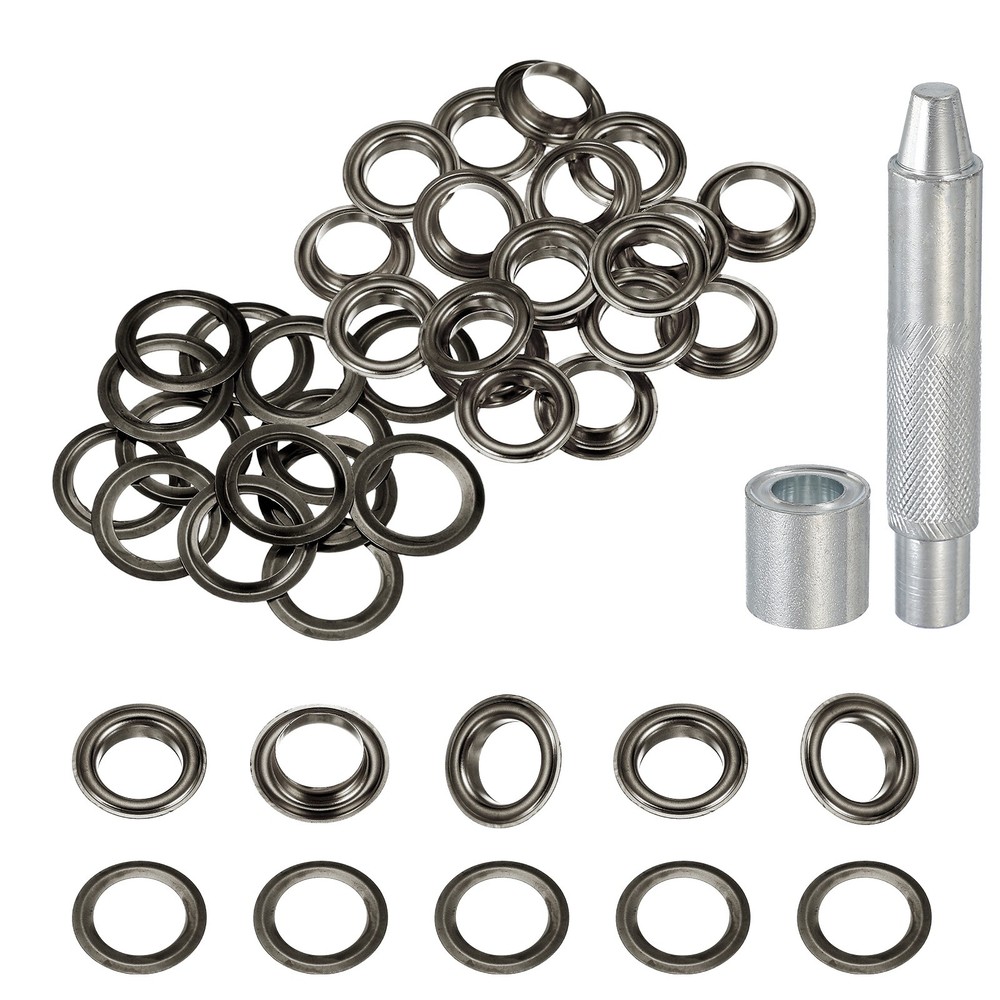 20Set Grommets Eyelets Kit 12mm Copper Eyelets with Setting Tool Gun Black