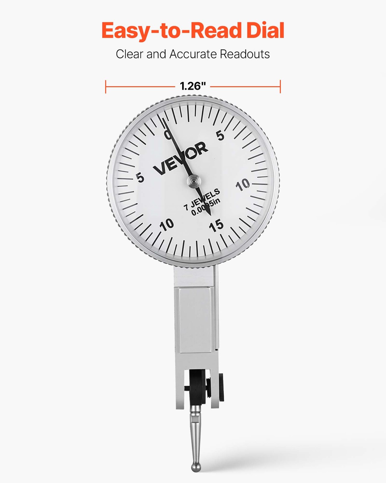 VEVOR Dial Test Indicator Universal Magnetic Base 0.0005 Accuracy 0-0.03 Range